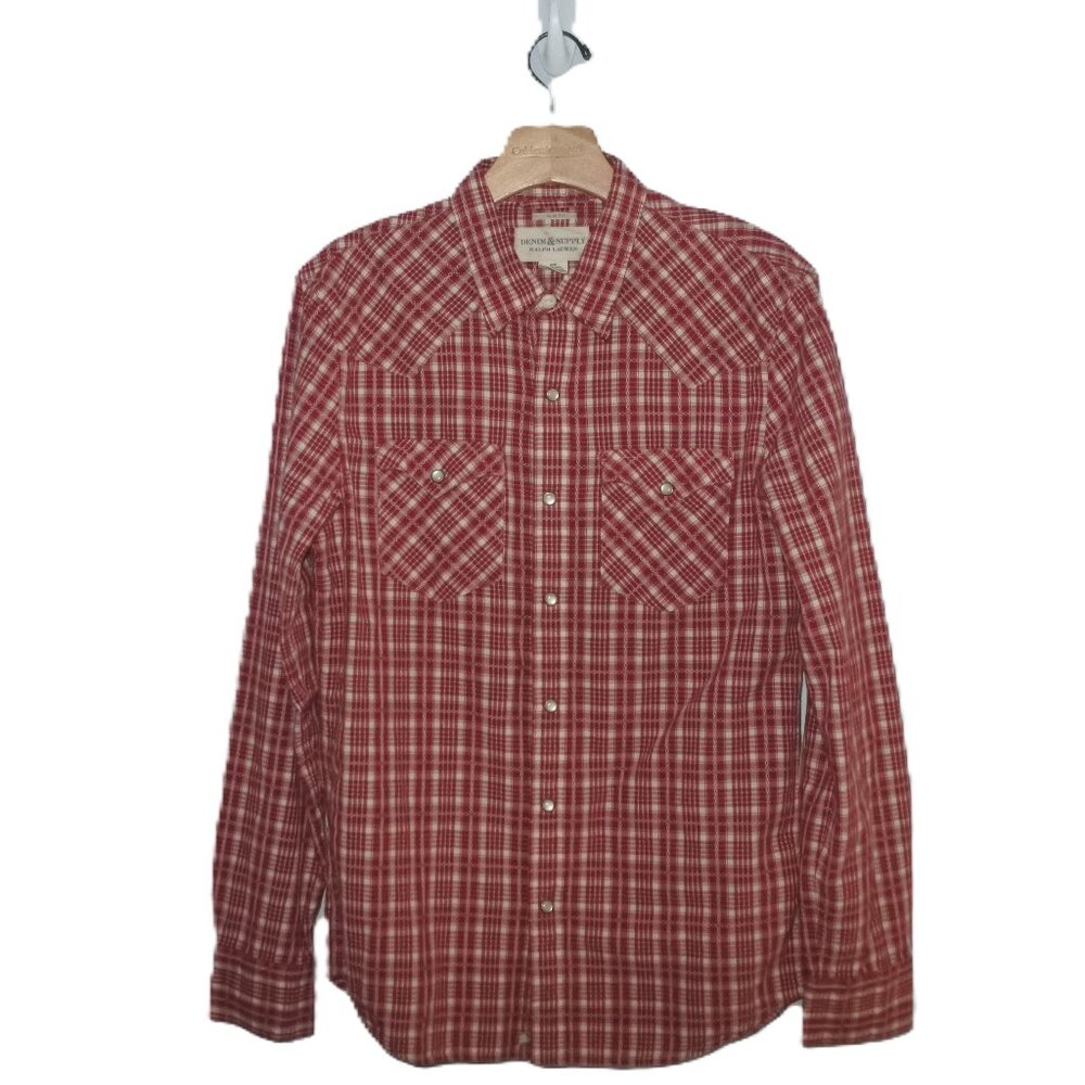 NWT Men's Medium Slim Fit Ralph Lauren Denim & Supply Western Style Snap Button